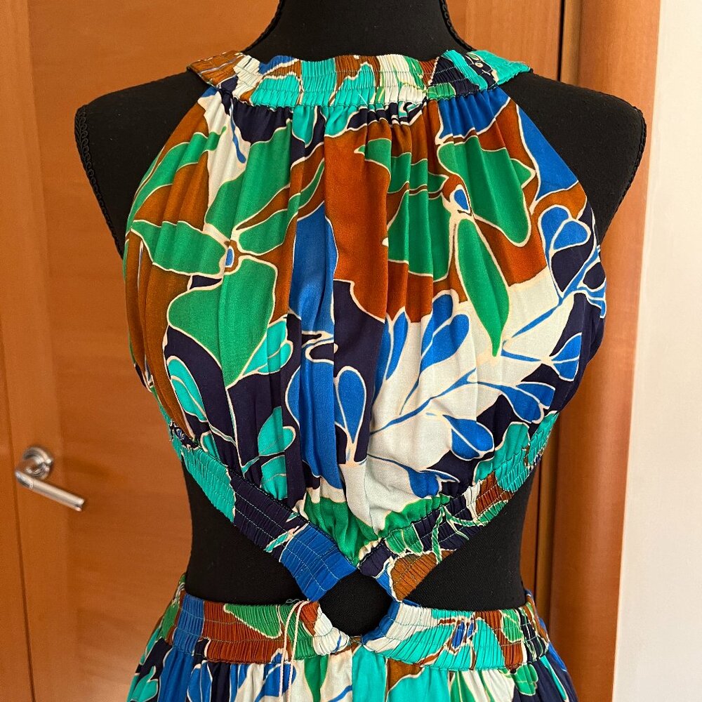 CULT GAIA Theia Cutout Printed Satin Backless Midi Dress NWT, S - Picture 5 of 7